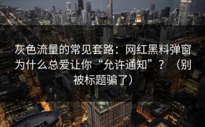 灰色流量的常见套路：网红黑料弹窗为什么总爱让你“允许通知”？（别被标题骗了）