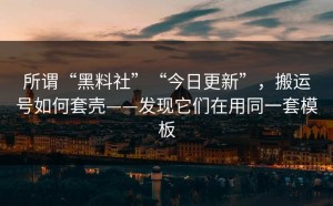 所谓“黑料社”“今日更新”，搬运号如何套壳——发现它们在用同一套模板