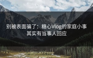 别被表面骗了：糖心Vlog的家庭小事其实有当事人回应