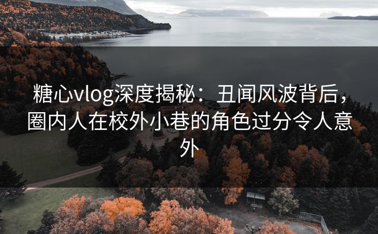 糖心vlog深度揭秘：丑闻风波背后，圈内人在校外小巷的角色过分令人意外