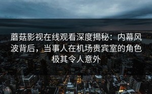 蘑菇影视在线观看深度揭秘：内幕风波背后，当事人在机场贵宾室的角色极其令人意外